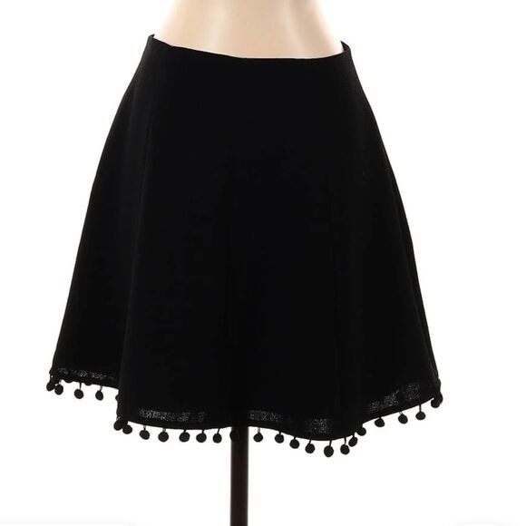 CLUB MONACO Black Crepe circle skirt with Pompom trim (Fliers Skirt) - Picture 1 of 8
